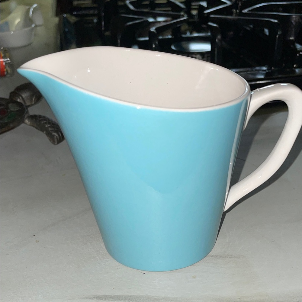 Empress blue & white ironstone wear coffee cream dispenser